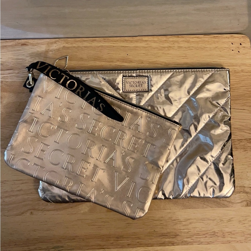 Victoria's Secret Metallic Rose Gold Pouch Duo
